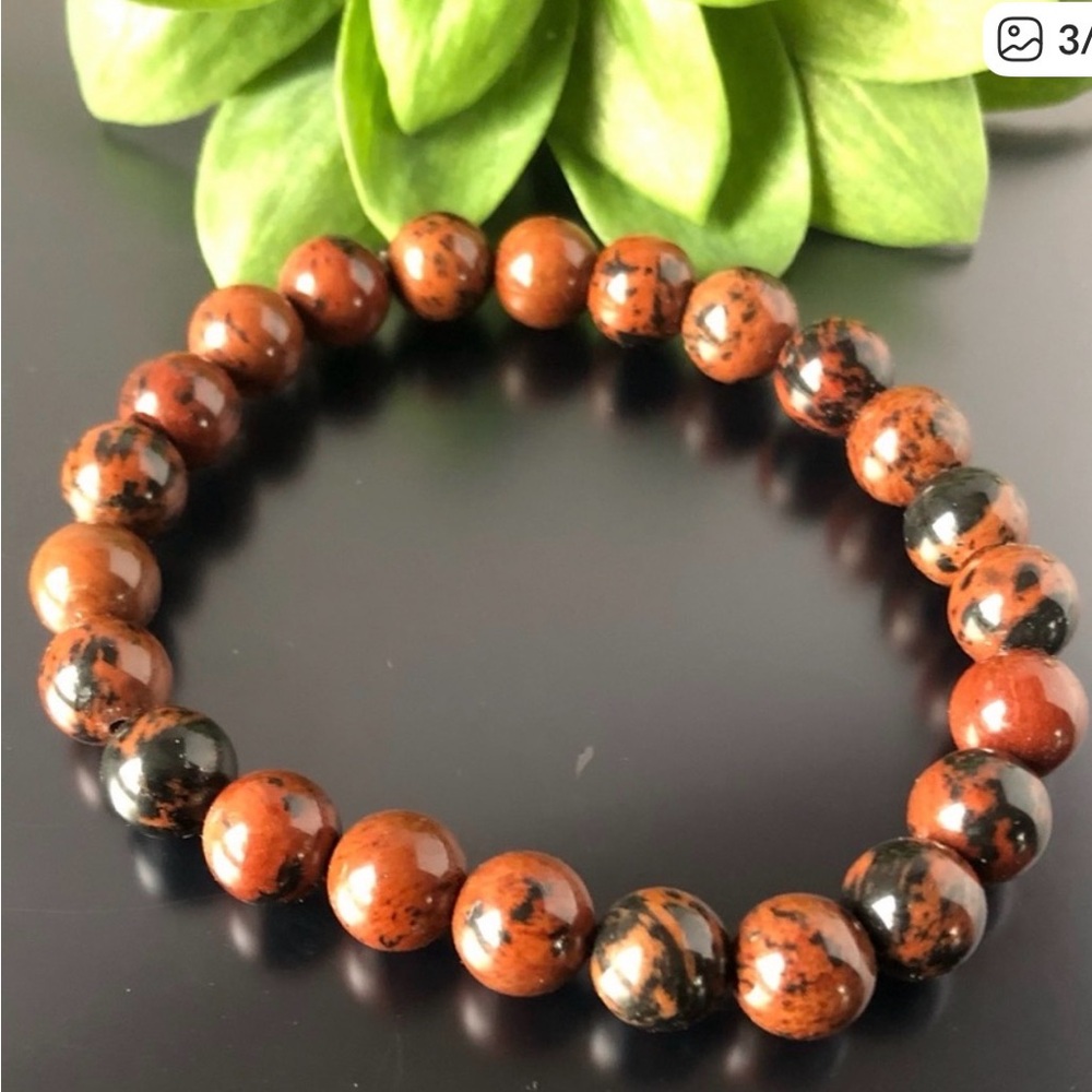 Elegant Brown and Black Mahogany Obsidian Beaded Bracelet